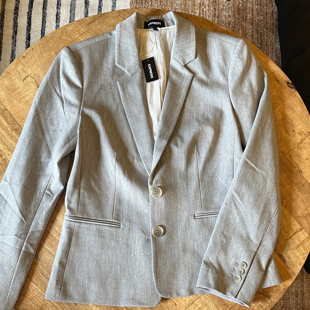 Express Gray Womens Two-Button Blazer
